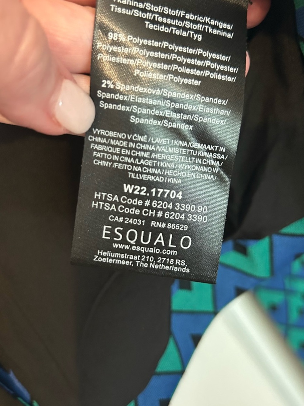 ESQUALO Teal & Blue Geometric Women's Blazer and Pants Suit - Picture 6 of 6
